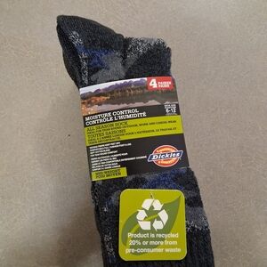 Dickies Men's Moisture Control Crew Socks - Black and Gray 4 Pair